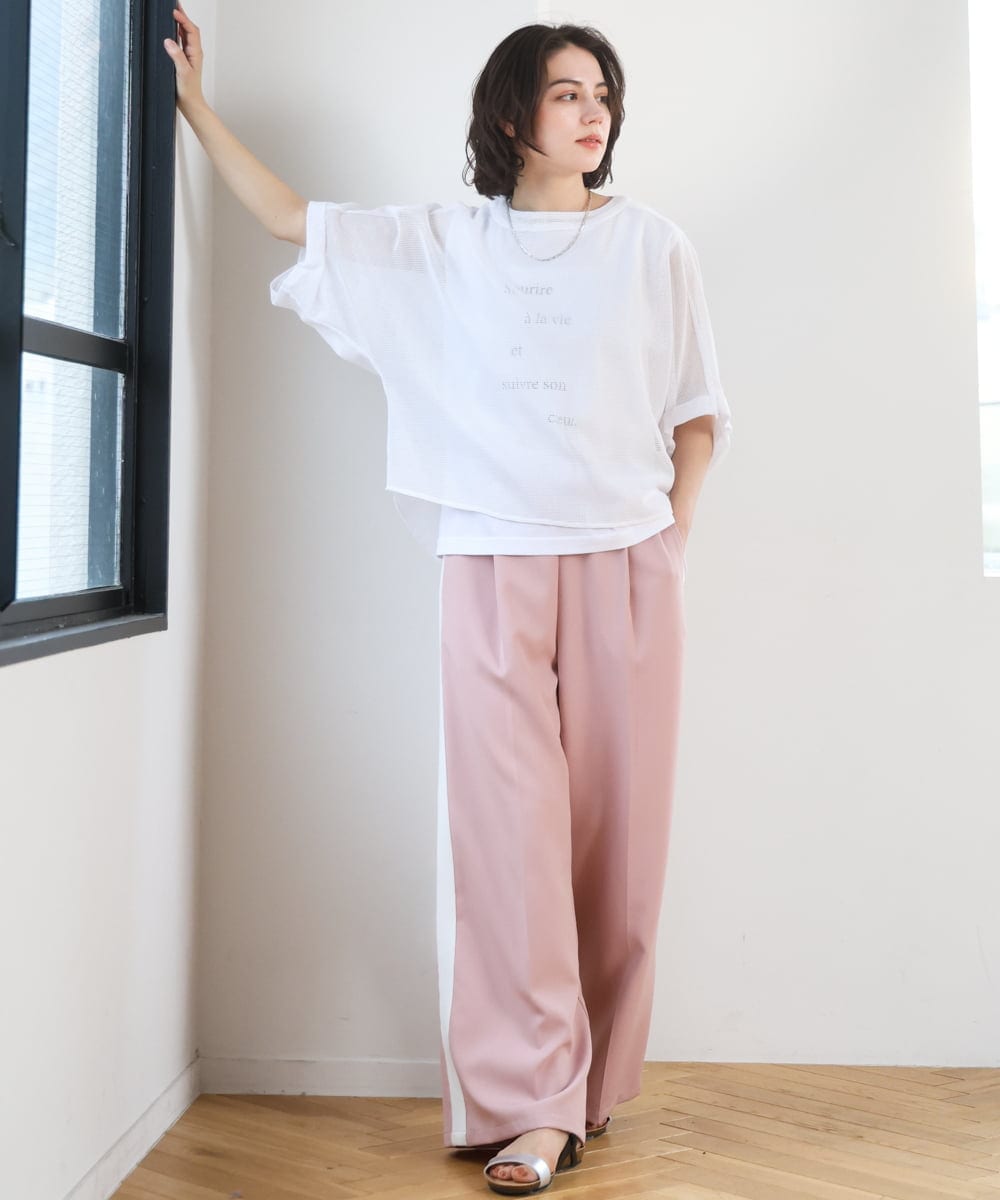 ZMKGE52099 al'aise modulation(アレーズモジュレーション) 【セットアイテム】ロゴタンクトップ×メッシュドルマンプルオーバー ホワイト