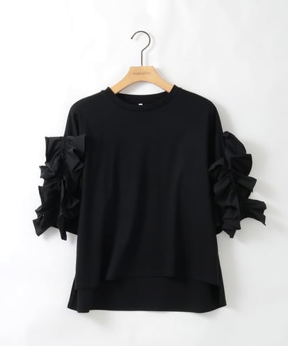 ZMKGE53110 al'aise modulation ギャザーフリルスリーブコットンカットソー