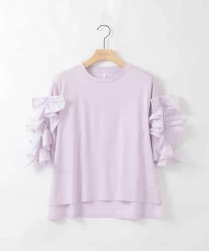 ZMKGE53110 al'aise modulation ギャザーフリルスリーブコットンカットソー