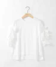 ZMKGE53110 al'aise modulation(アレーズモジュレーション) ギャザーフリルスリーブコットンカットソー ホワイト