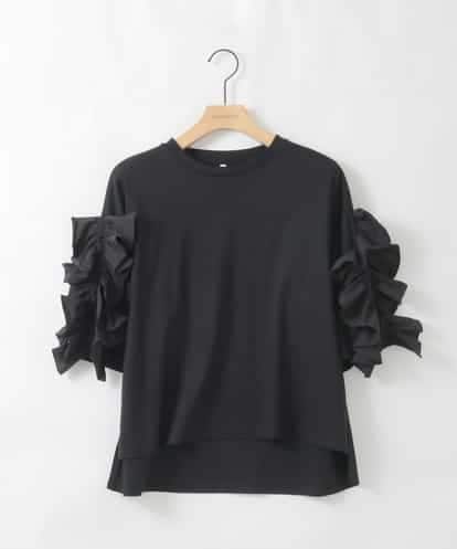 ZMKGE53110 al'aise modulation ギャザーフリルスリーブコットンカットソー