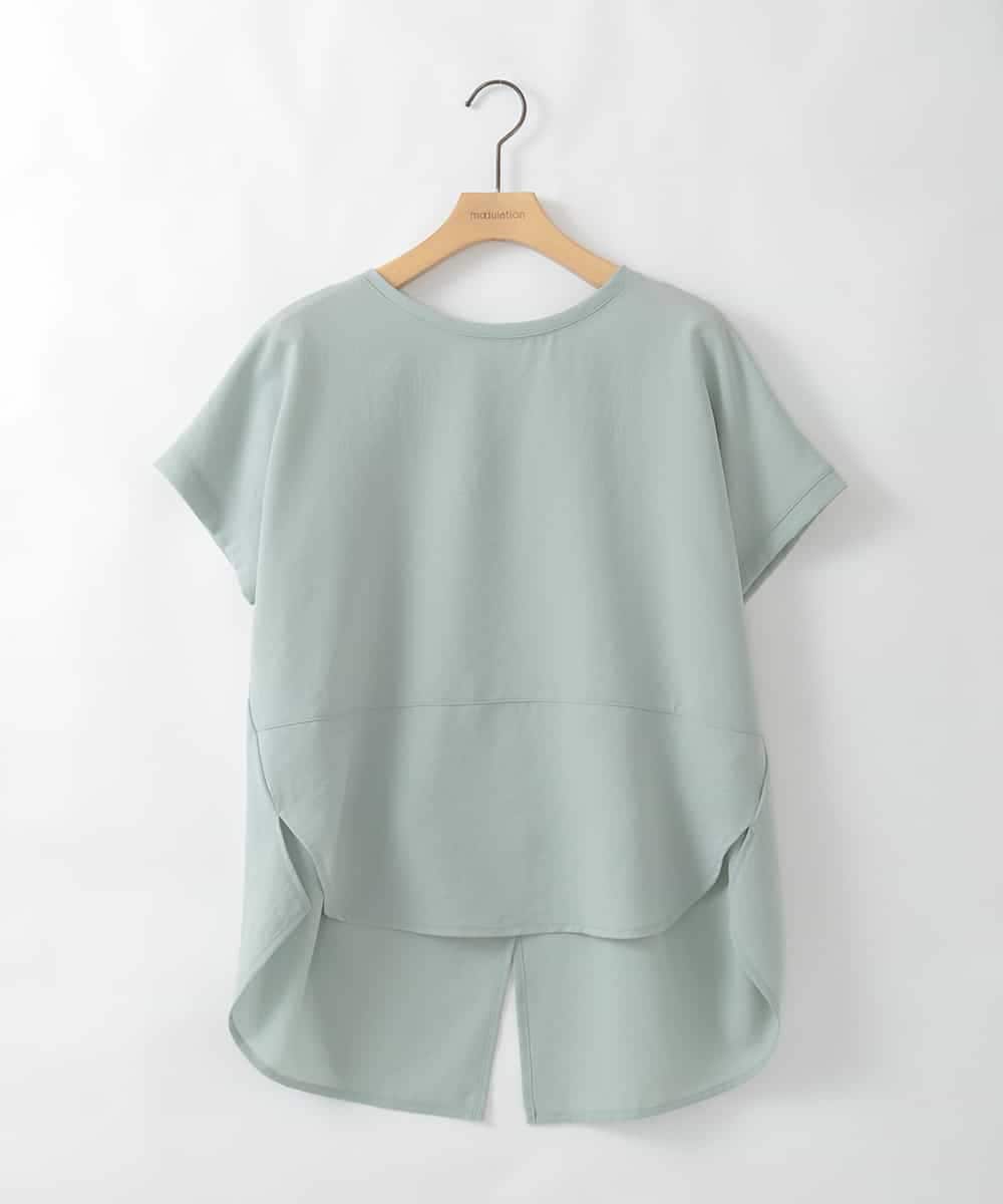 ZMKGE54099 al'aise modulation(アレーズモジュレーション) 切り替えデザインテールロングカットソー グリーン