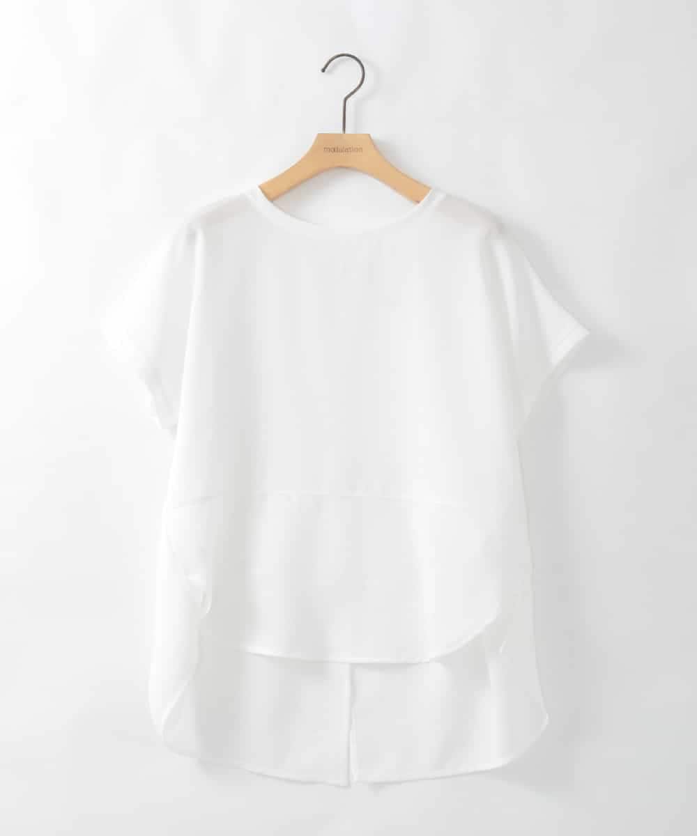 ZMKGE54099 al'aise modulation(アレーズモジュレーション) 切り替えデザインテールロングカットソー ホワイト