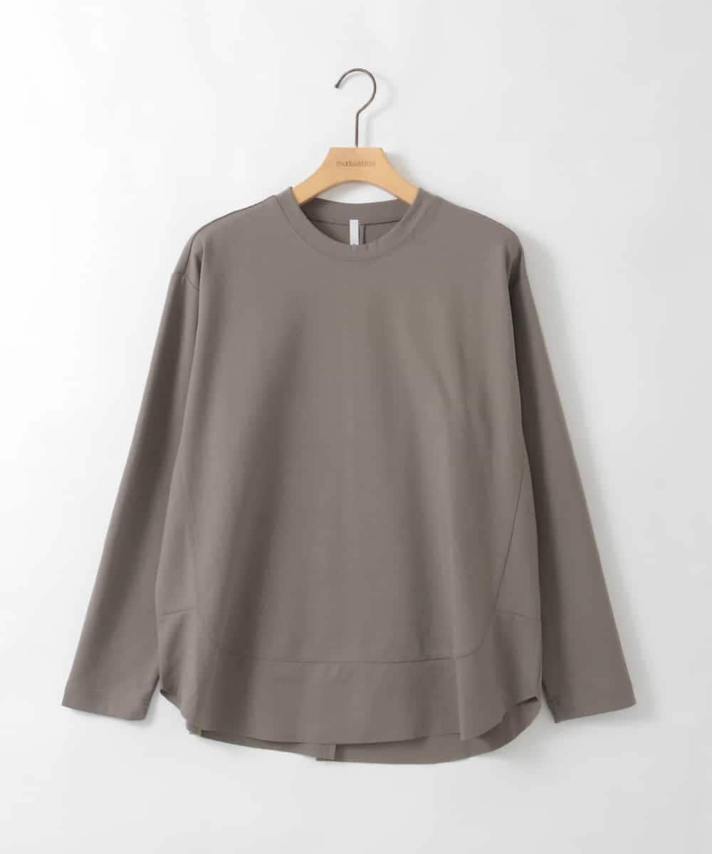 ZMKGE55069 al'aise modulation(アレーズモジュレーション) ラウンドヘムデザインカットソー カーキ