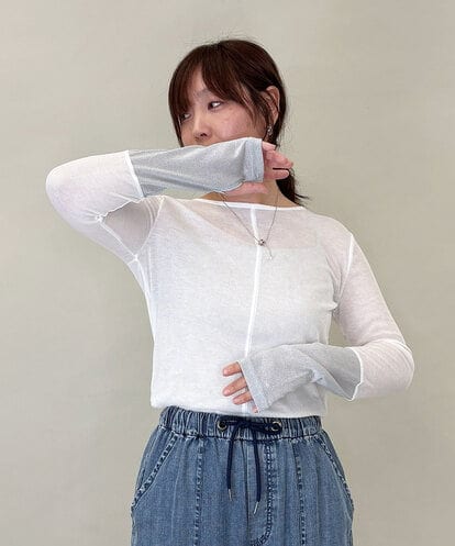 ZMKGE57059 al'aise modulation 【2WAY】異素材ドッキングカットソー