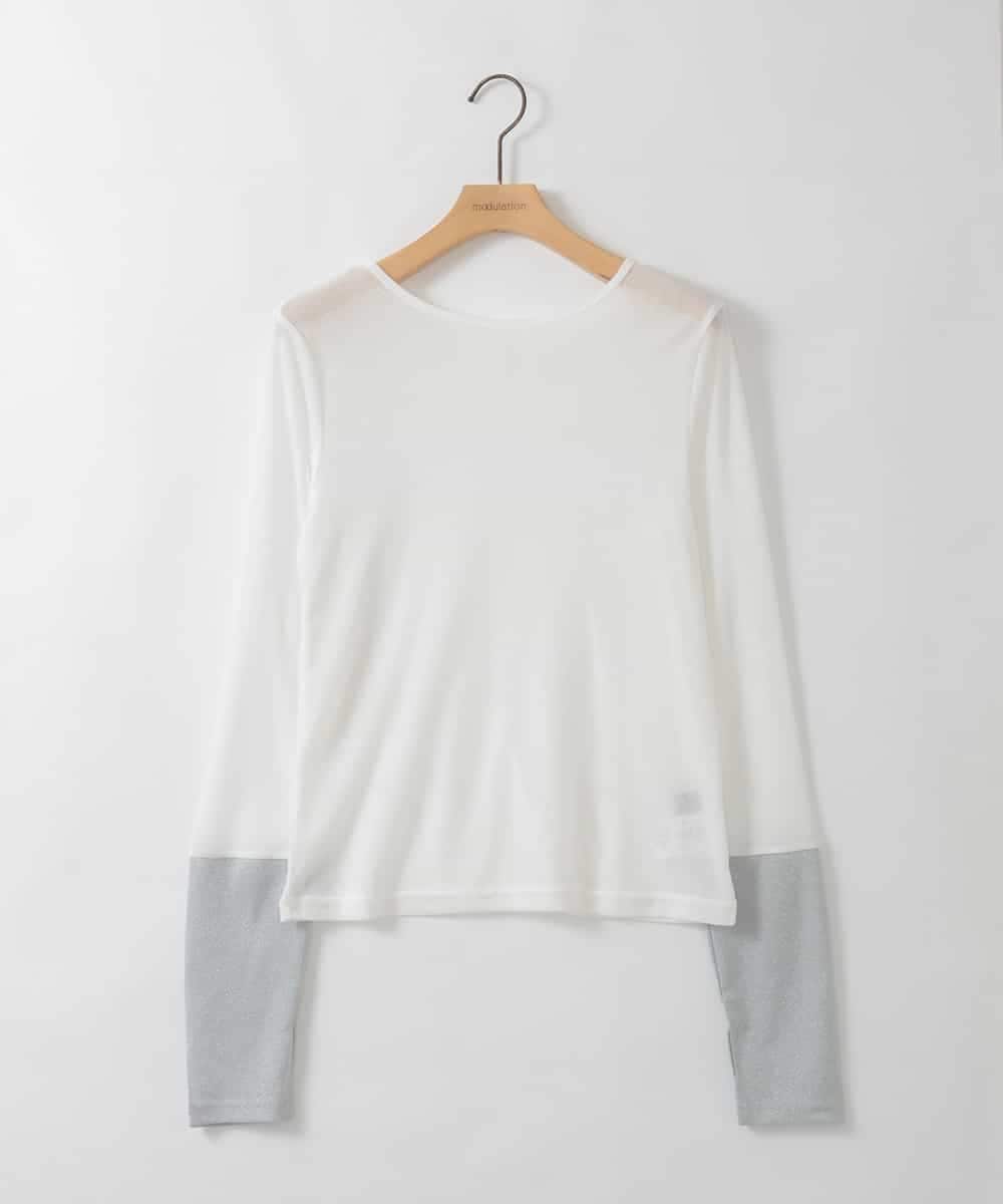 ZMKGE57059 al'aise modulation(アレーズモジュレーション) 【2WAY】異素材ドッキングカットソー アイボリー