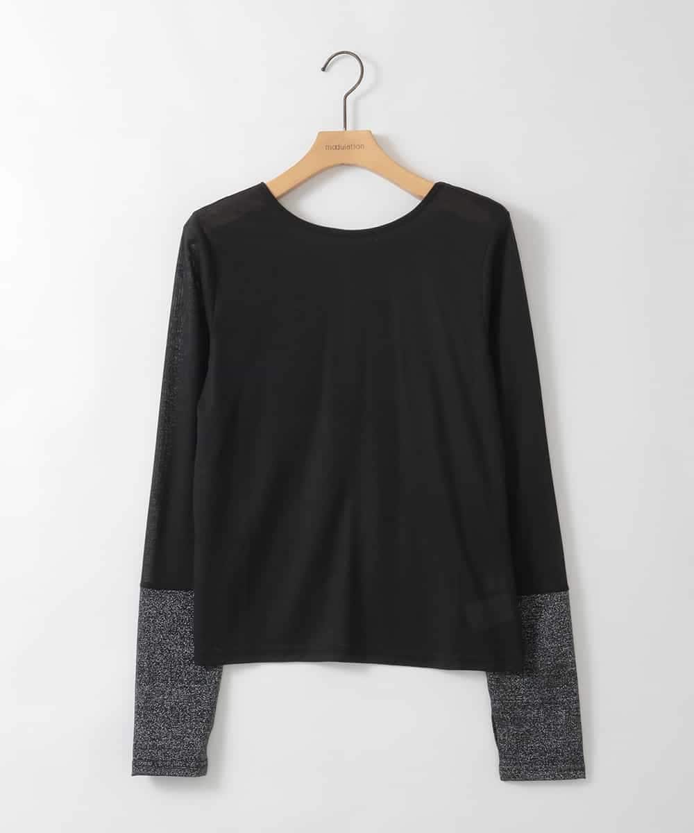 ZMKGE57059 al'aise modulation(アレーズモジュレーション) 【2WAY】異素材ドッキングカットソー ブラック