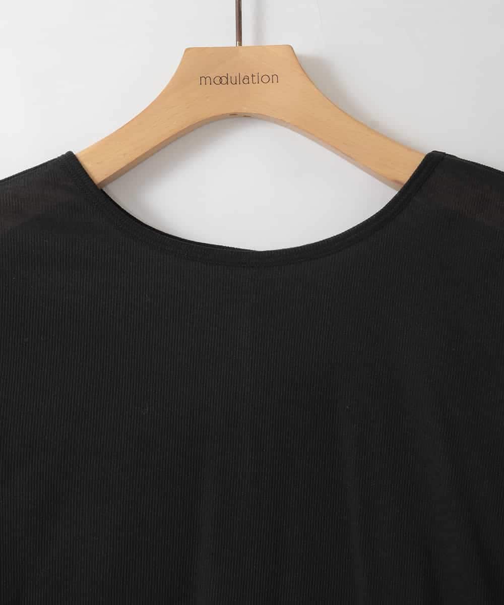 ZMKGE57059 al'aise modulation(アレーズモジュレーション) 【2WAY】異素材ドッキングカットソー ブラック