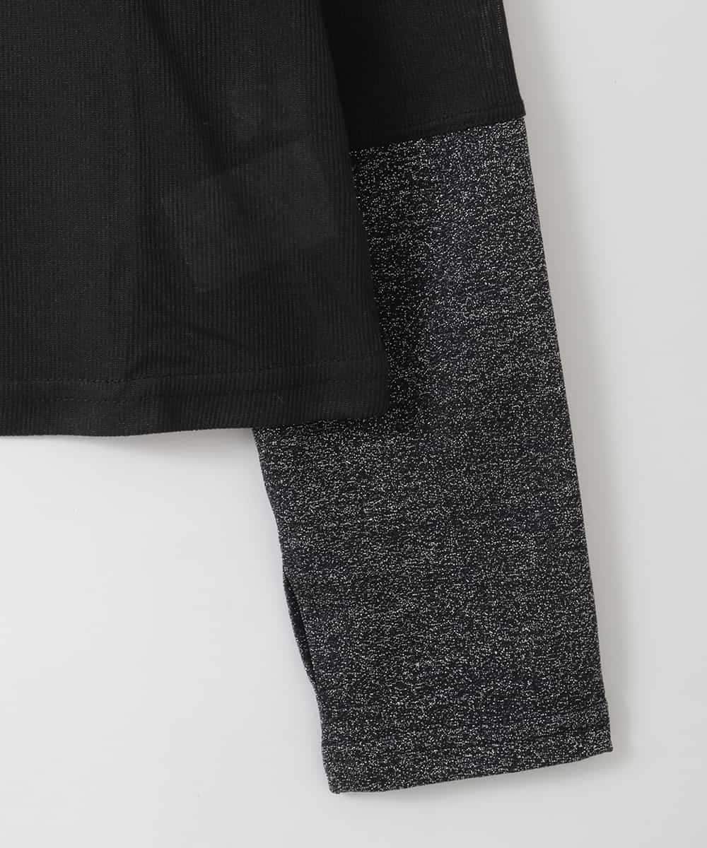 ZMKGE57059 al'aise modulation(アレーズモジュレーション) 【2WAY】異素材ドッキングカットソー ブラック