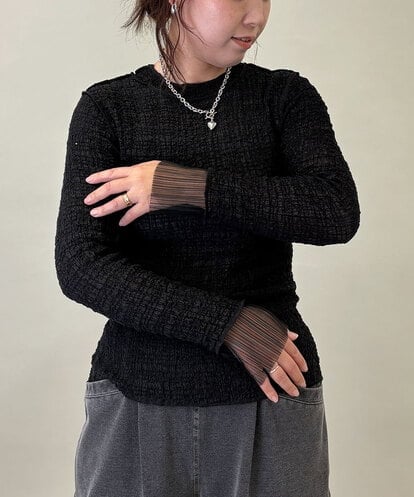 ZMKGE58098 al'aise modulation 【2WAY】シアーシャーリングデザインカットソー