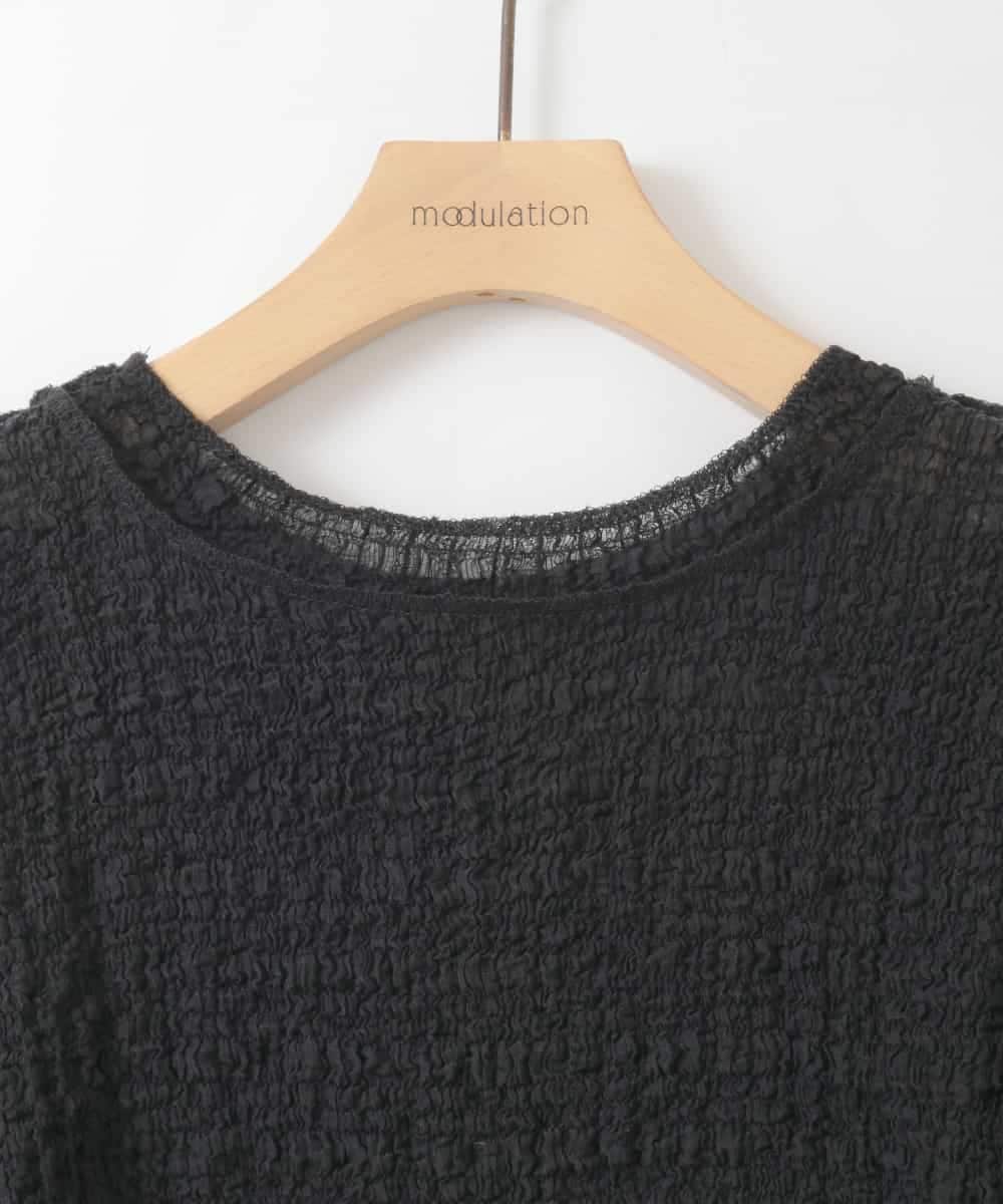 ZMKGE58098 al'aise modulation(アレーズモジュレーション) 【2WAY】シアーシャーリングデザインカットソー ブラック