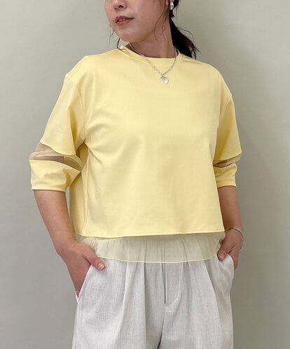 ZMKGE64099 al'aise modulation 【洗える/日本製】シアーアクセントデザインカットソー