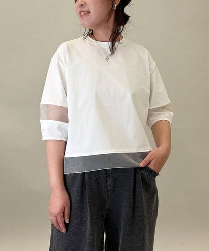 ZMKGE64099 al'aise modulation 【洗える/日本製】シアーアクセントデザインカットソー