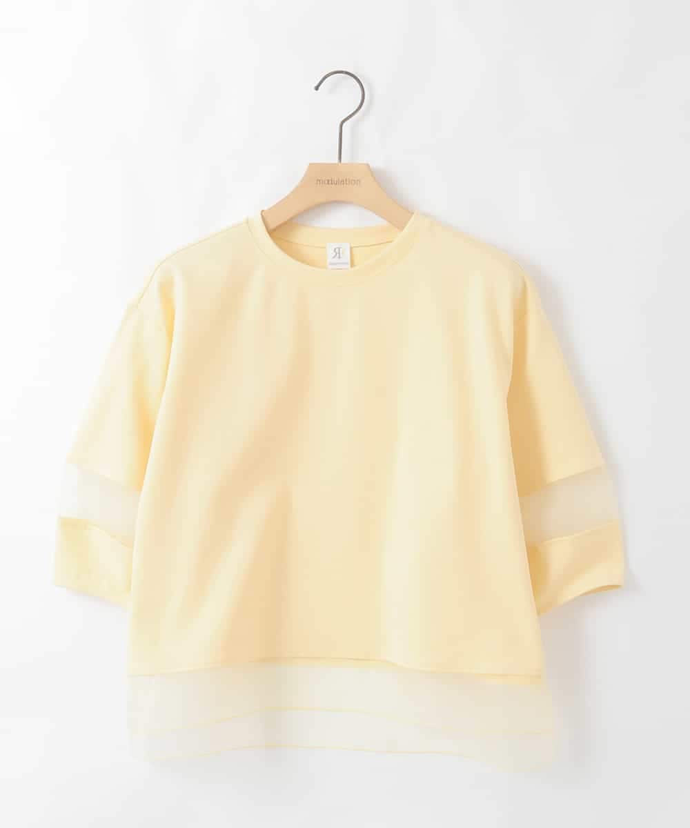 ZMKGE64099 al'aise modulation(アレーズモジュレーション) 【洗える/日本製】シアーアクセントデザインカットソー イエロー