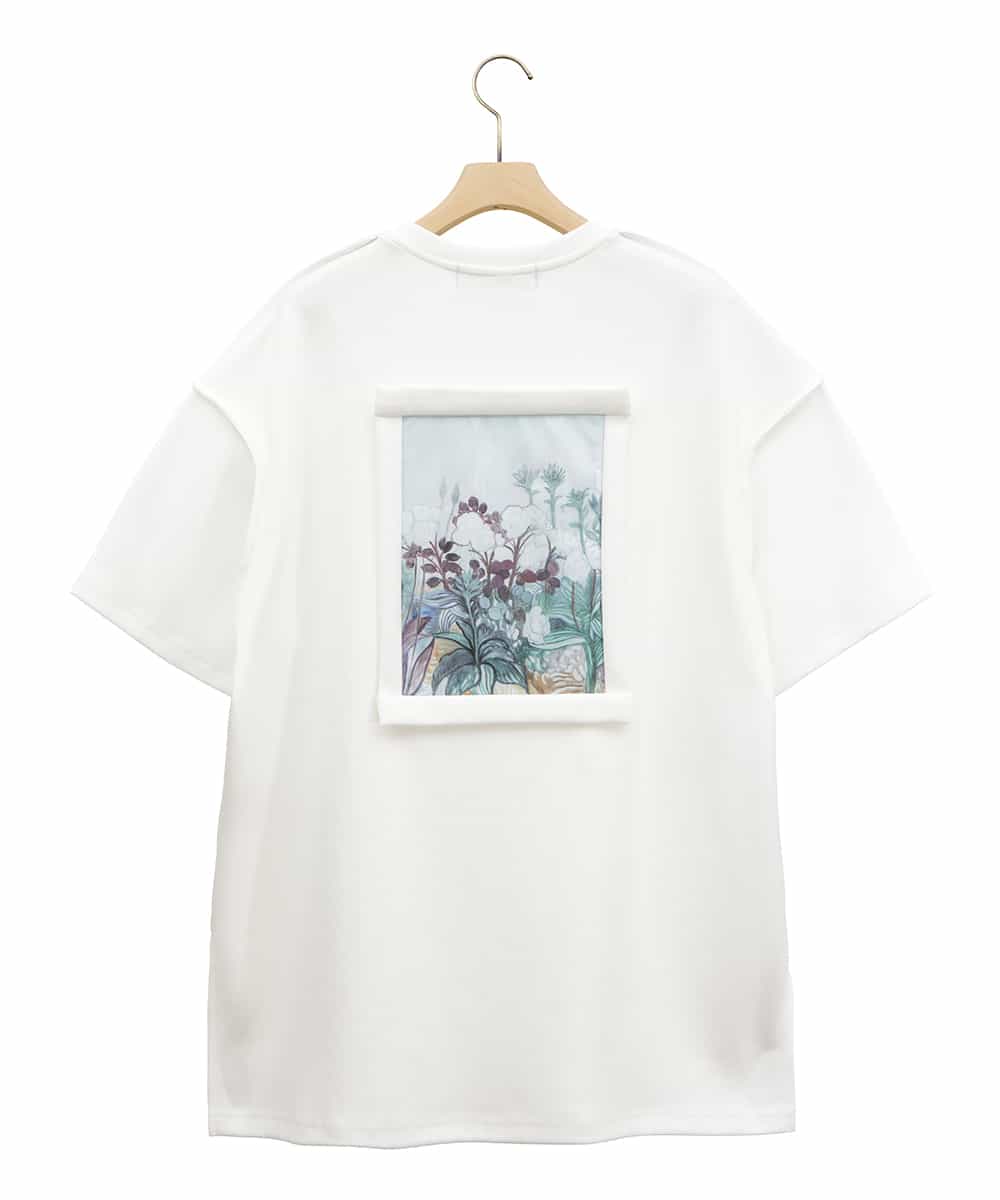 ZMKGQ23110 al'aise modulation(アレーズモジュレーション) フラワーグラフィックTシャツ ホワイト