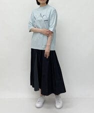 ZMKGT18099 al'aise modulation(アレーズモジュレーション) 【日本製】ボトルネックラウンドロゴ Tシャツ ライトブルー