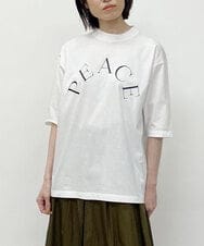 ZMKGT18099 al'aise modulation(アレーズモジュレーション) 【日本製】ボトルネックラウンドロゴ Tシャツ ホワイト