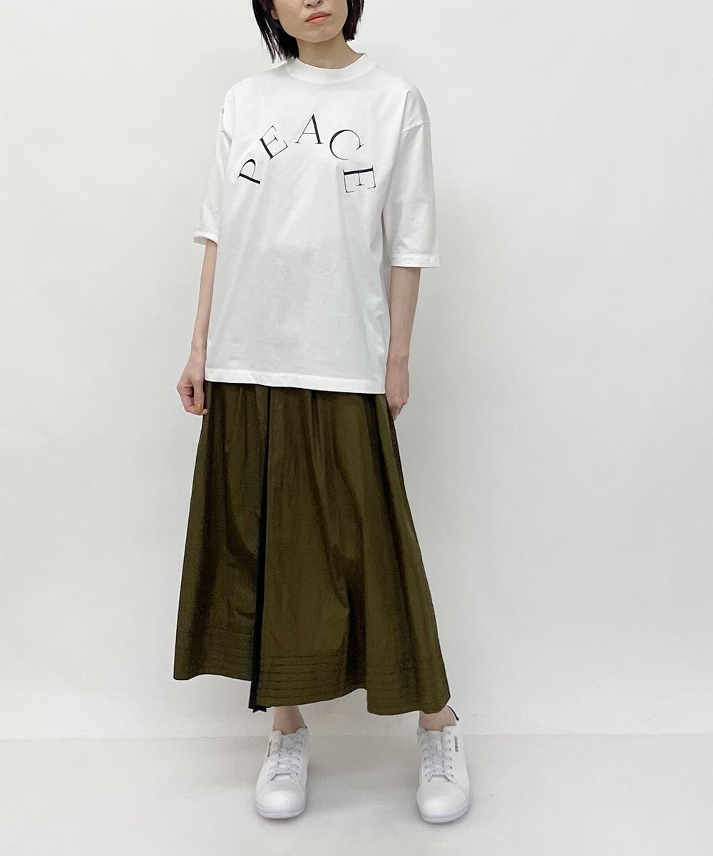 ZMKGT18099 al'aise modulation(アレーズモジュレーション) 【日本製】ボトルネックラウンドロゴ Tシャツ ホワイト