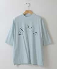 ZMKGT18099 al'aise modulation(アレーズモジュレーション) 【日本製】ボトルネックラウンドロゴ Tシャツ ライトブルー