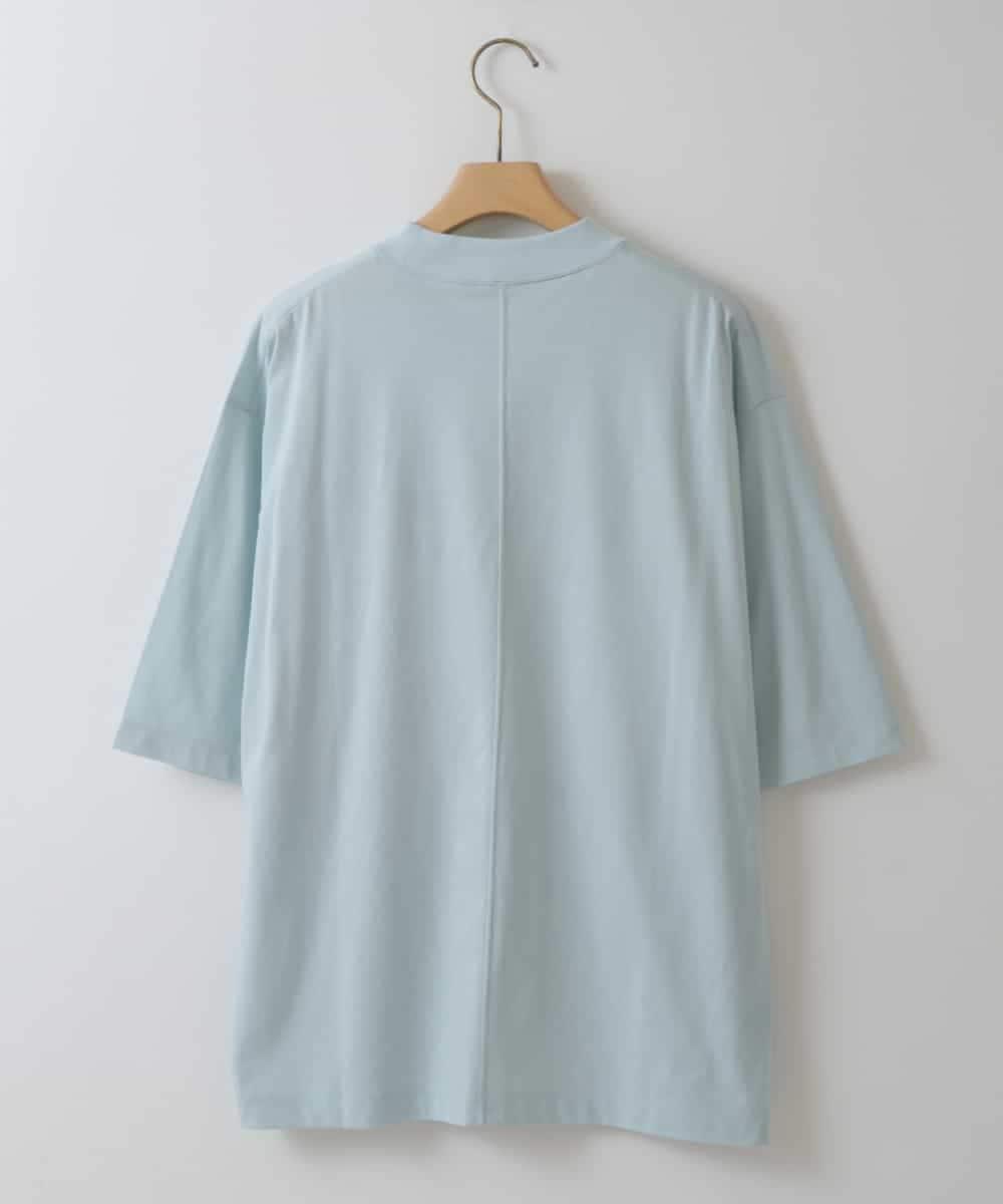 ZMKGT18099 al'aise modulation(アレーズモジュレーション) 【日本製】ボトルネックラウンドロゴ Tシャツ ライトブルー