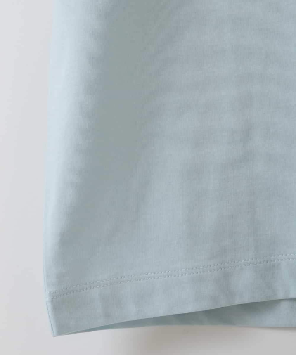 ZMKGT18099 al'aise modulation(アレーズモジュレーション) 【日本製】ボトルネックラウンドロゴ Tシャツ ライトブルー