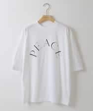 ZMKGT18099 al'aise modulation(アレーズモジュレーション) 【日本製】ボトルネックラウンドロゴ Tシャツ ホワイト