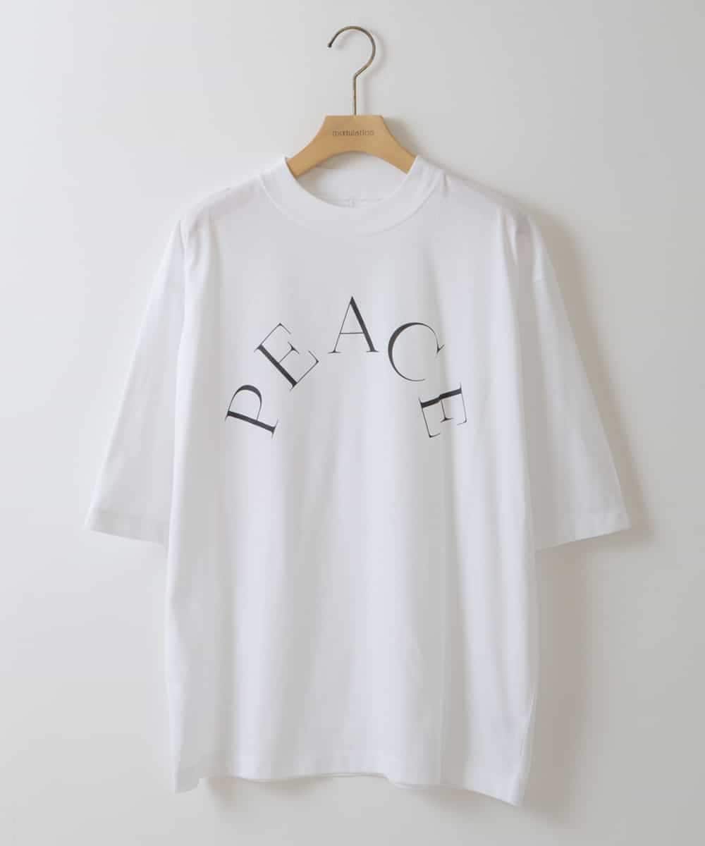 ZMKGT18099 al'aise modulation(アレーズモジュレーション) 【日本製】ボトルネックラウンドロゴ Tシャツ ホワイト