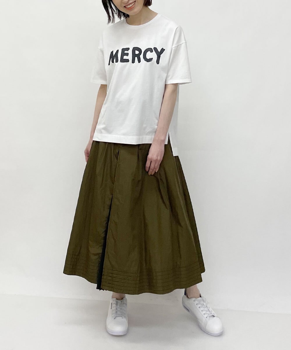 ZMKGT19089 al'aise modulation(アレーズモジュレーション) 【日本製】ドロップショルダーロゴ Tシャツ ホワイト
