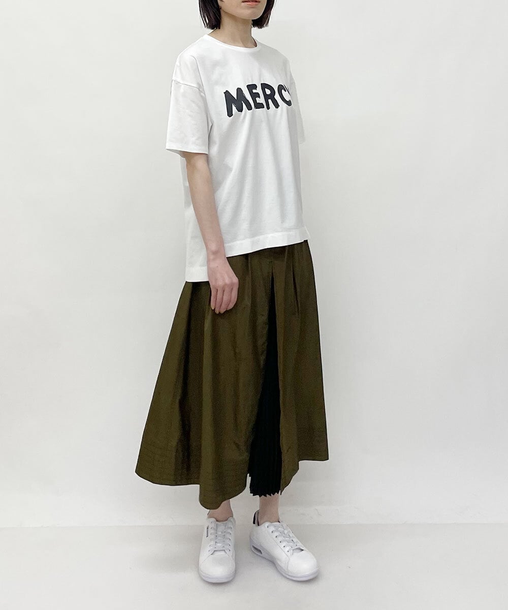 ZMKGT19089 al'aise modulation(アレーズモジュレーション) 【日本製】ドロップショルダーロゴ Tシャツ ホワイト