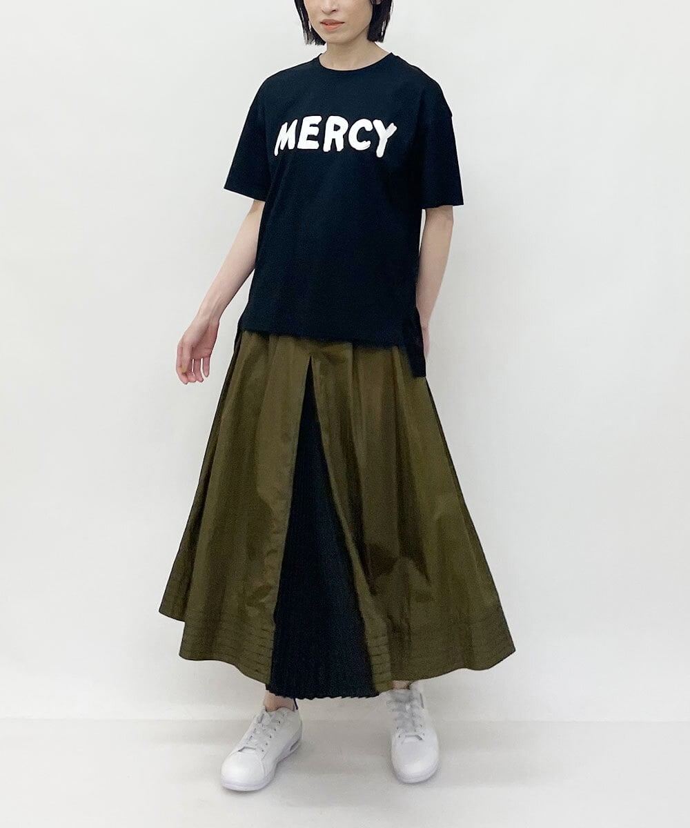 ZMKGT19089 al'aise modulation(アレーズモジュレーション) 【日本製】ドロップショルダーロゴ Tシャツ ブラック