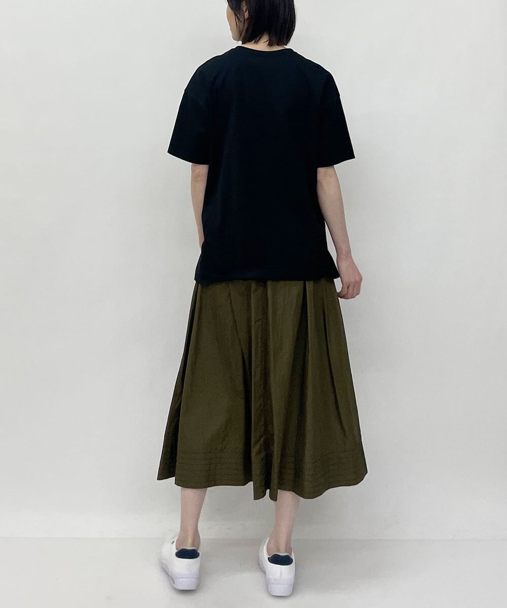 ZMKGT19089 al'aise modulation(アレーズモジュレーション) 【日本製】ドロップショルダーロゴ Tシャツ ブラック
