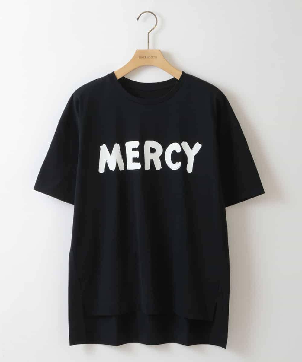 ZMKGT19089 al'aise modulation(アレーズモジュレーション) 【日本製】ドロップショルダーロゴ Tシャツ ブラック