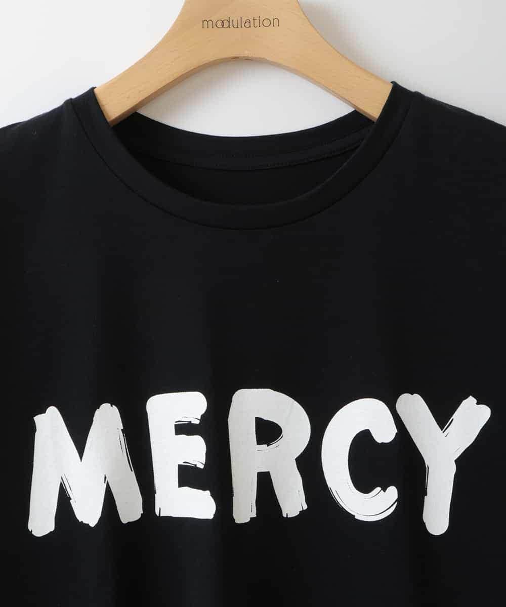 ZMKGT19089 al'aise modulation(アレーズモジュレーション) 【日本製】ドロップショルダーロゴ Tシャツ ブラック