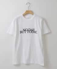 ZMKGT28049 al'aise modulation(アレーズモジュレーション) 【日本製】フロッキーロゴTシャツ ホワイト