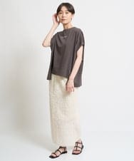 ZMKGW39080 al'aise modulation(アレーズモジュレーション) ロゴ刺繍ドルマンカットソー ダークグレー