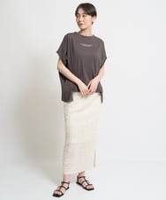 ZMKGW39080 al'aise modulation(アレーズモジュレーション) ロゴ刺繍ドルマンカットソー ダークグレー