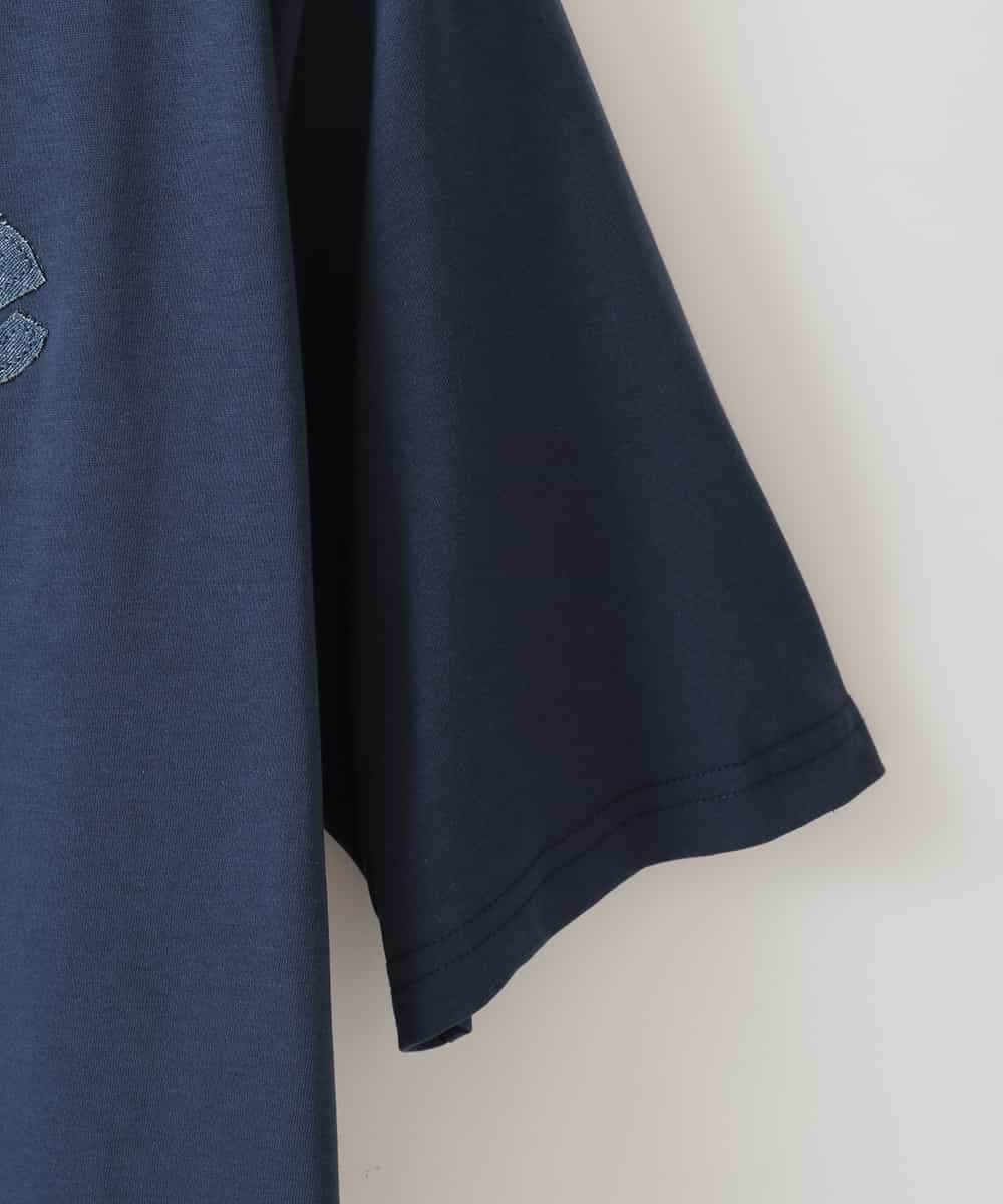 ZMKHB47099 al'aise modulation(アレーズモジュレーション) パッチロゴコットンデザインTシャツ ネイビー