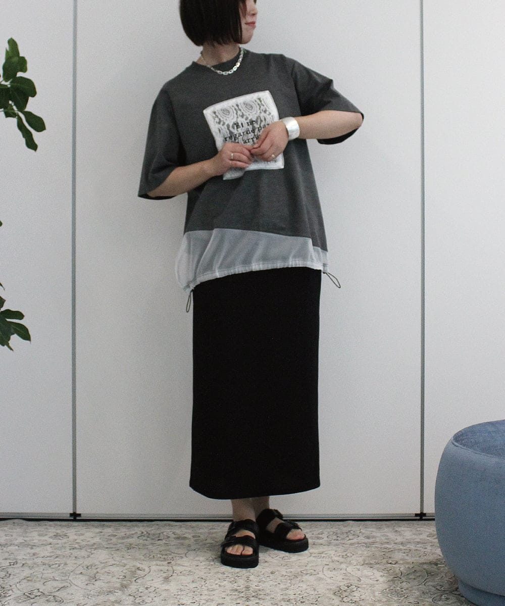 ZMKHB50085 al'aise modulation(アレーズモジュレーション) ドロストシアージョイントTシャツ ダークグレー
