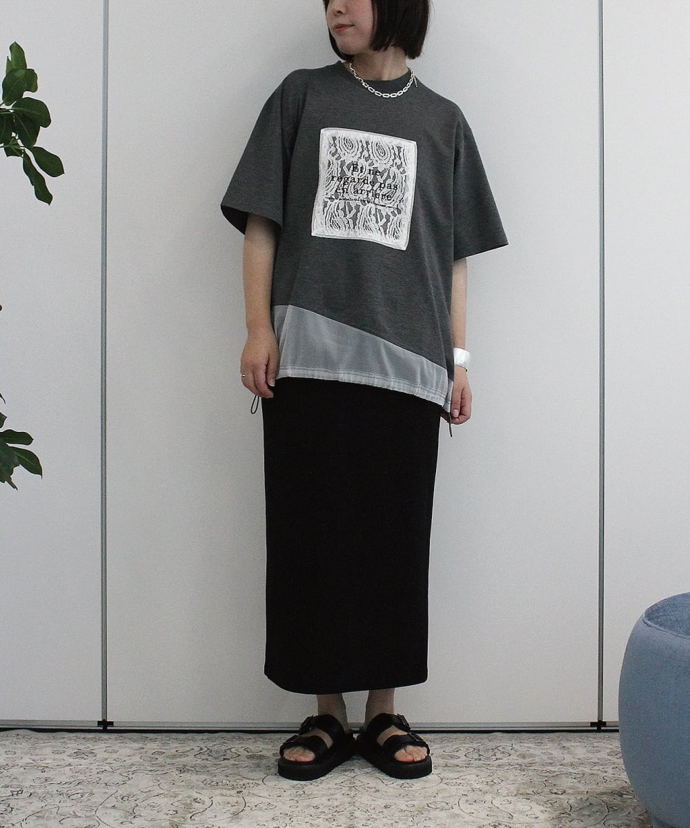 ZMKHB50085 al'aise modulation(アレーズモジュレーション) ドロストシアージョイントTシャツ ダークグレー