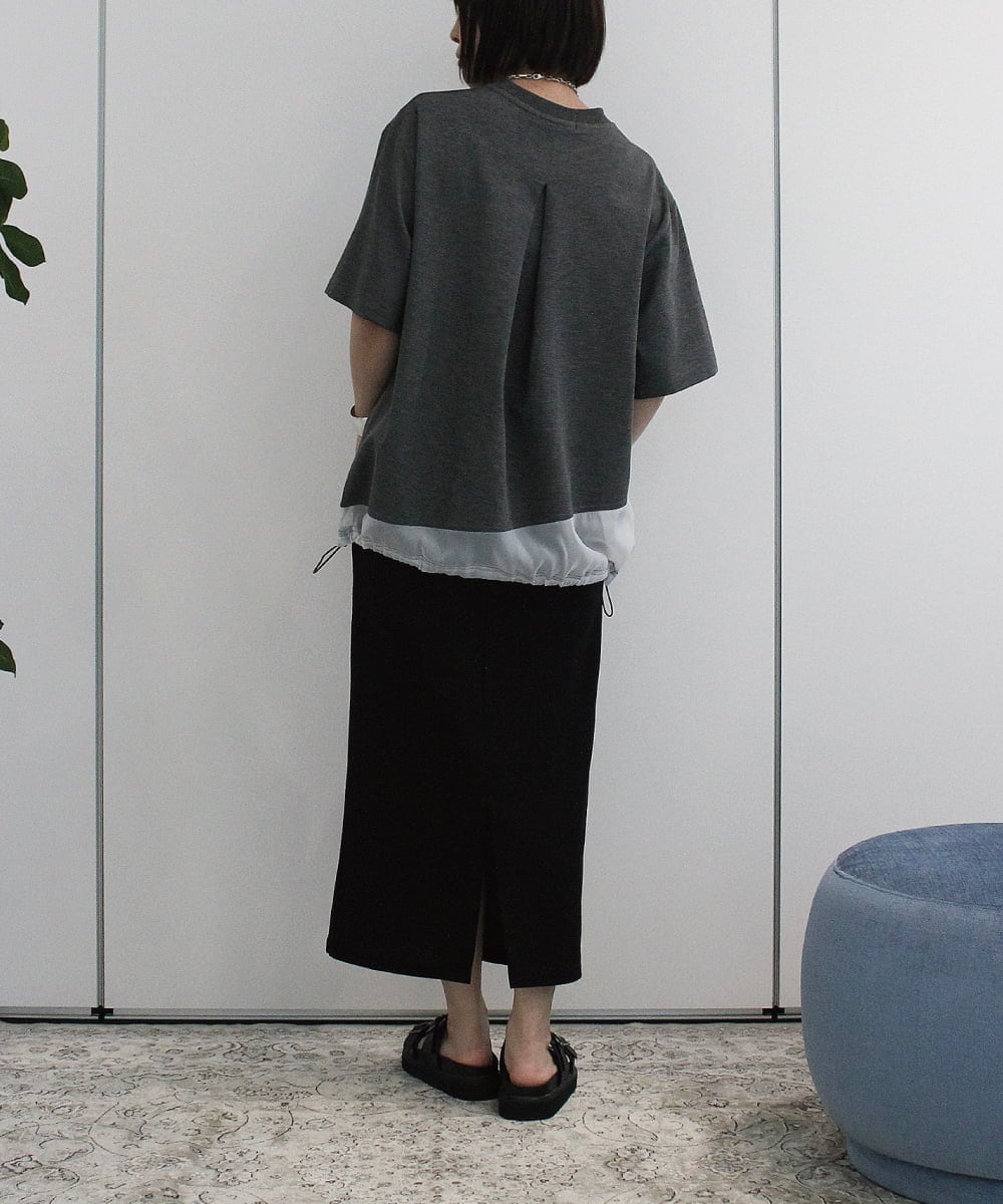 ZMKHB50085 al'aise modulation(アレーズモジュレーション) ドロストシアージョイントTシャツ ダークグレー