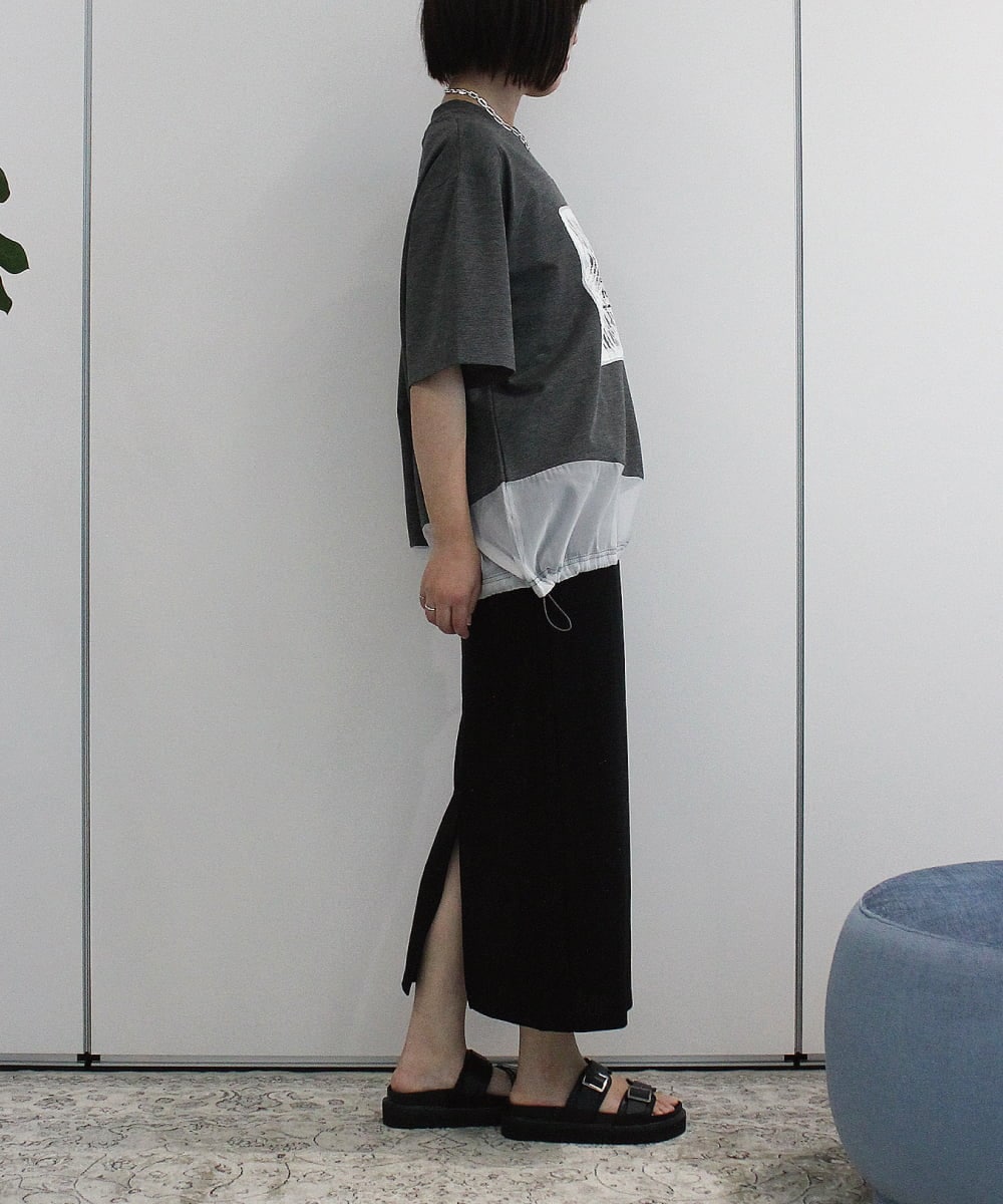 ZMKHB50085 al'aise modulation(アレーズモジュレーション) ドロストシアージョイントTシャツ ダークグレー