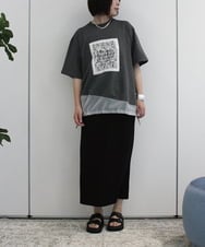 ZMKHB50085 al'aise modulation(アレーズモジュレーション) ドロストシアージョイントTシャツ ダークグレー