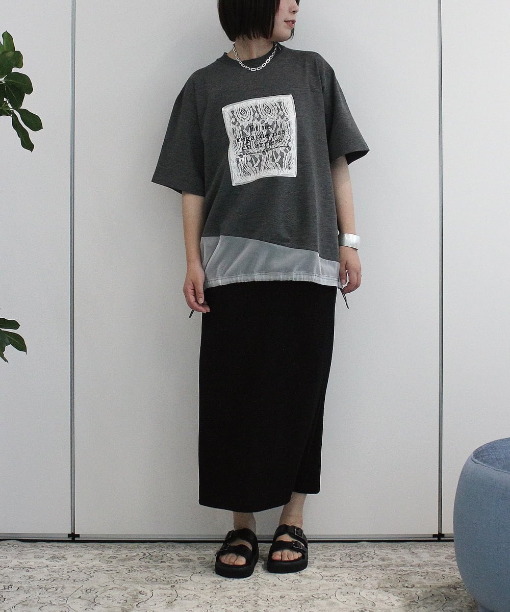 ZMKHB50085 al'aise modulation(アレーズモジュレーション) ドロストシアージョイントTシャツ ダークグレー