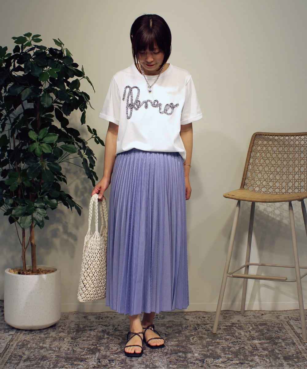 ZMKHB52098 al'aise modulation(アレーズモジュレーション) フリンジロゴデザインTシャツ ホワイト