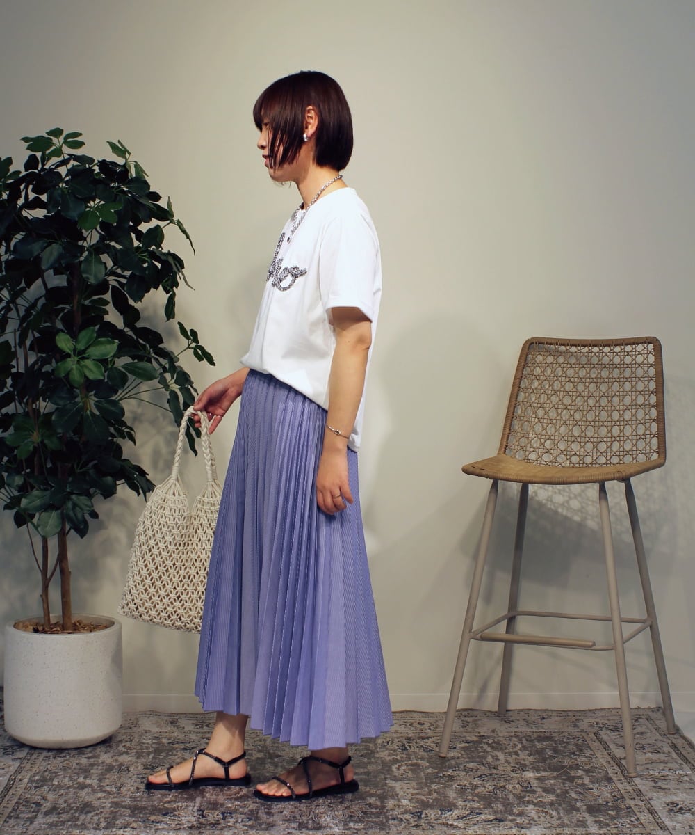 ZMKHB52098 al'aise modulation(アレーズモジュレーション) フリンジロゴデザインTシャツ ホワイト