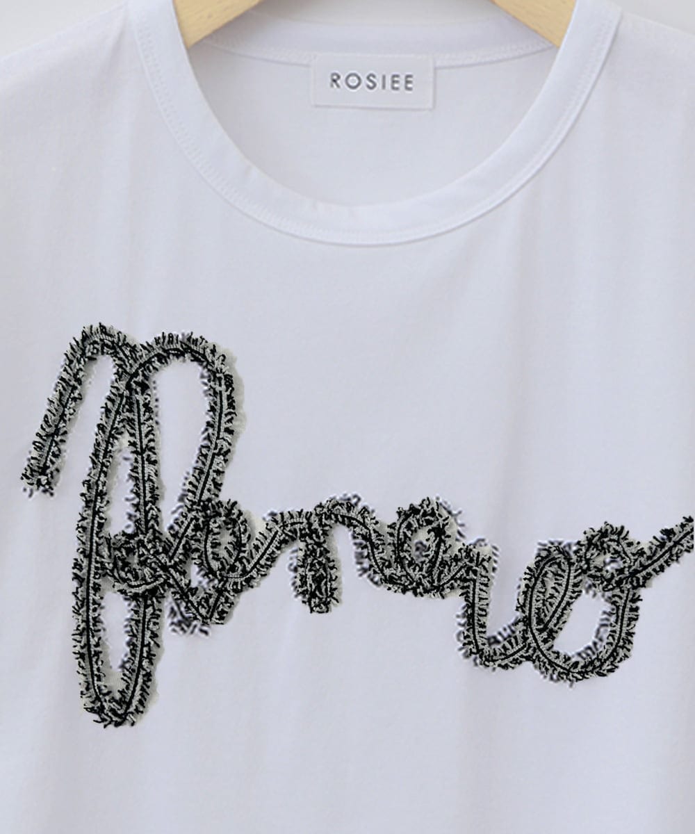 ZMKHB52098 al'aise modulation(アレーズモジュレーション) フリンジロゴデザインTシャツ ホワイト