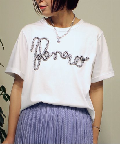ZMKHB52098 al'aise modulation フリンジロゴ刺繍デザインTシャツ