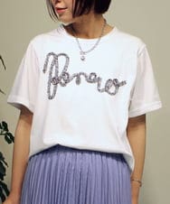 ZMKHB52098 al'aise modulation(アレーズモジュレーション) フリンジロゴ刺繍デザインTシャツ ホワイト