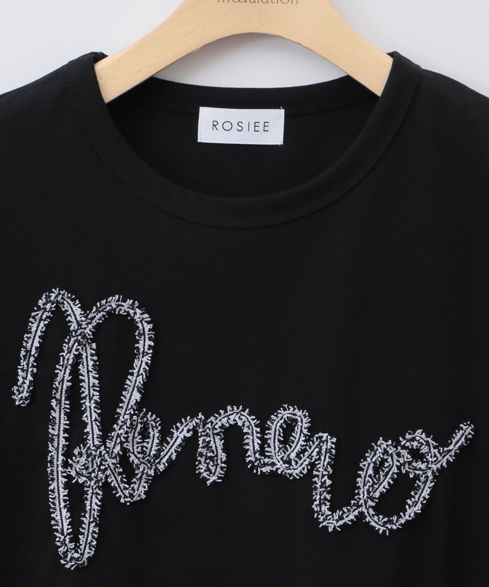 ZMKHB52098 al'aise modulation(アレーズモジュレーション) フリンジロゴデザインTシャツ ブラック