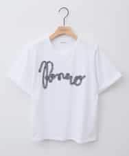 ZMKHB52098 al'aise modulation(アレーズモジュレーション) フリンジロゴデザインTシャツ ホワイト